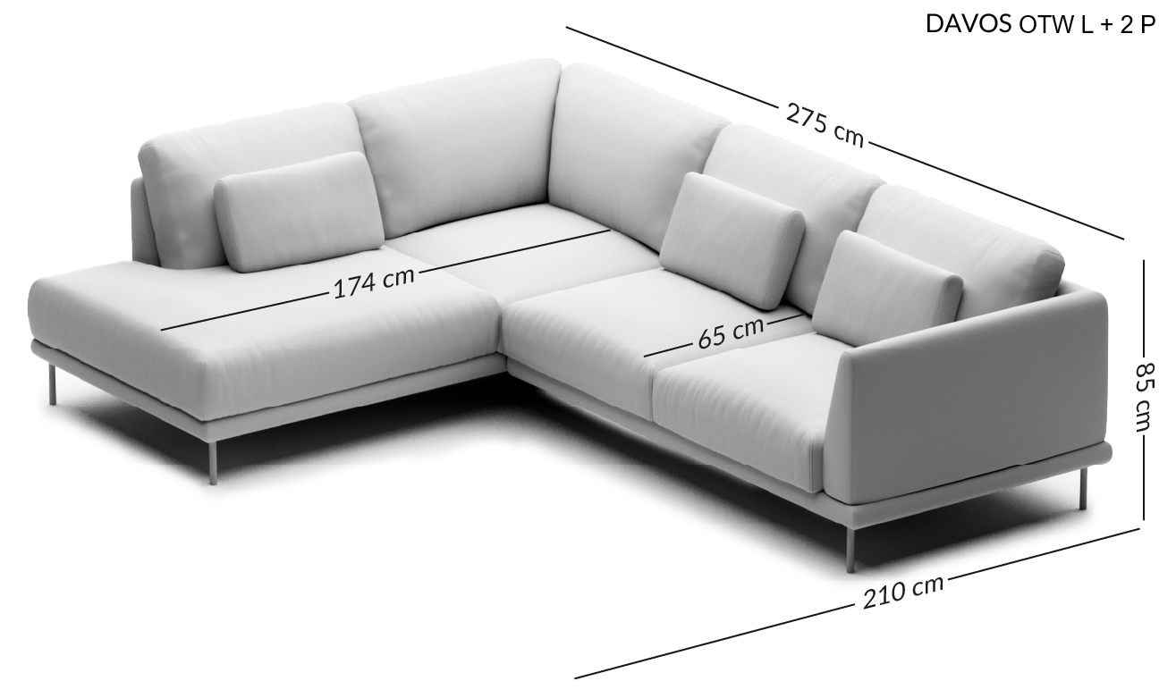 DAVOS corner sofa with ottoman wymiary