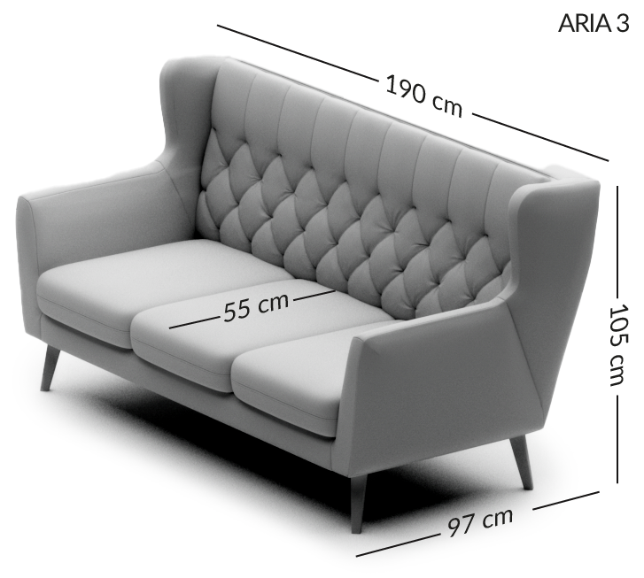 ARIA sofa 3- osobowa wymiary