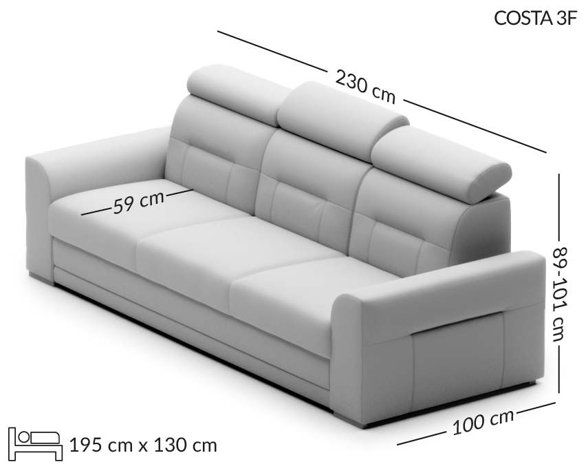 COSTA sofa wymiary