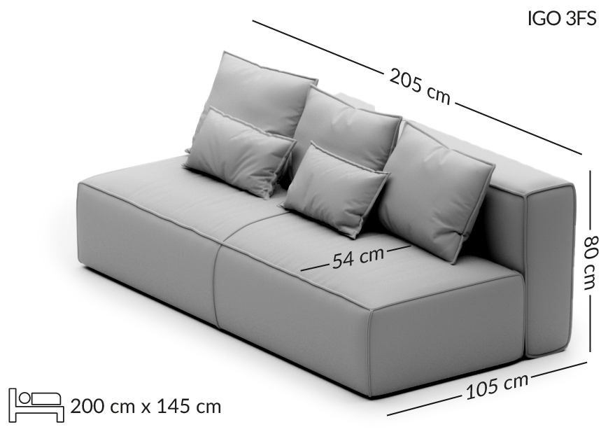 IGO sofa 3-osobowa wymiary