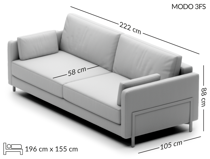 MODO 3-seater sofa wymiary