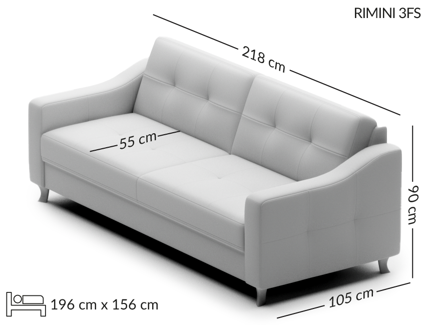 RIMINI sofa z funkcją spania wymiary