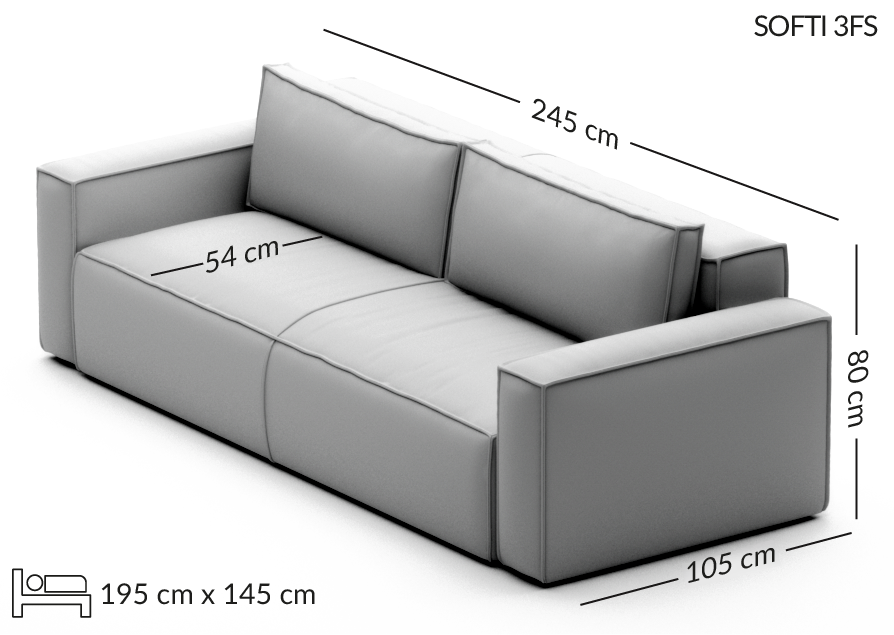 SOFTI sofa 3-osobowa wymiary