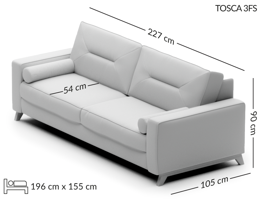 TOSCA 3-seater sofa wymiary