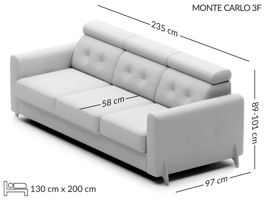 Monte Carlo sofa bed wymiary