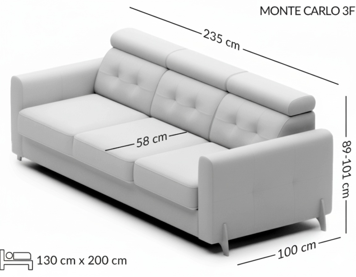 Monte Carlo rozkładana sofa wymiary