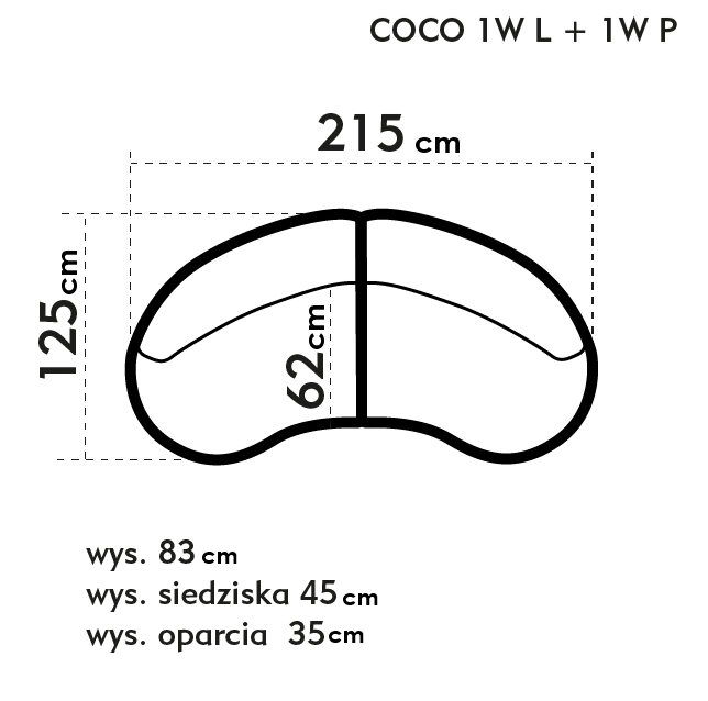 Coco sofa 3-osobowa wymiary