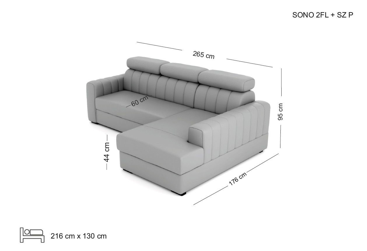 SONO- rozkładany narożnik do salonu wymiary