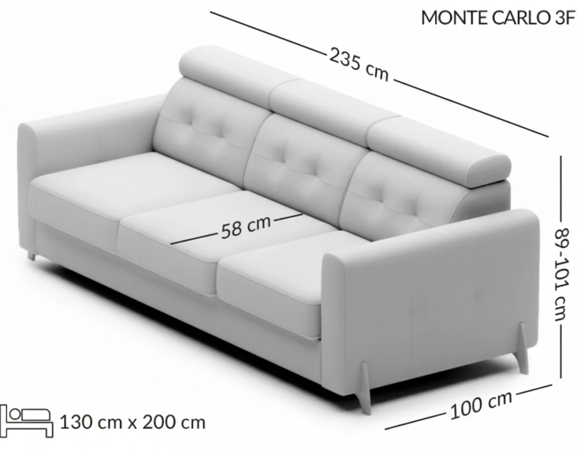 Monte Carlo rozkładana sofa wymiary