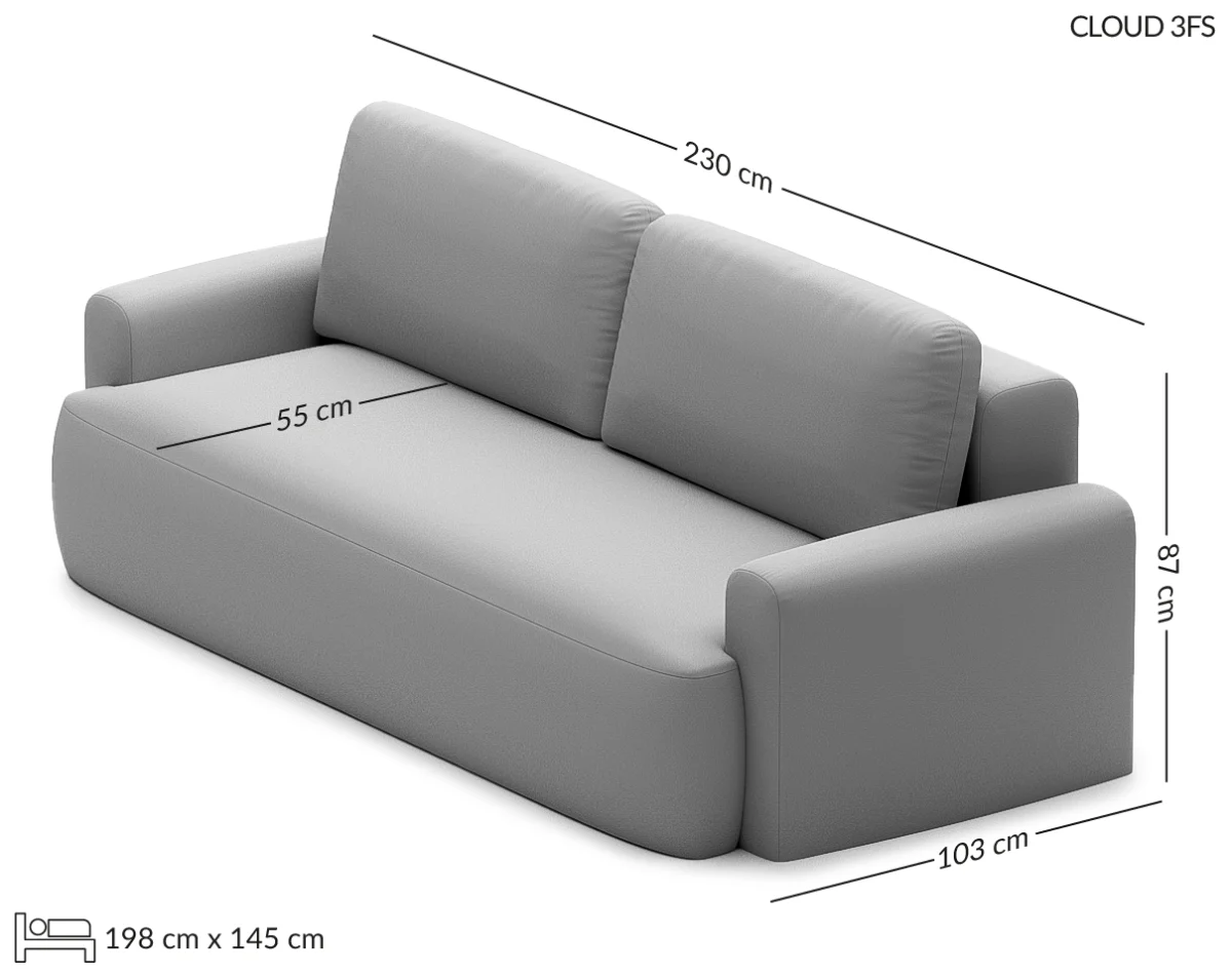 CLOUD sofa bed wymiary