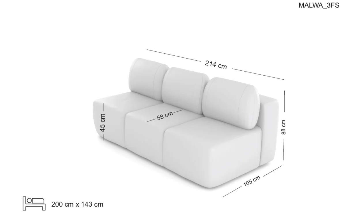 Malwa – 3os. sofa z funkcją spania wymiary