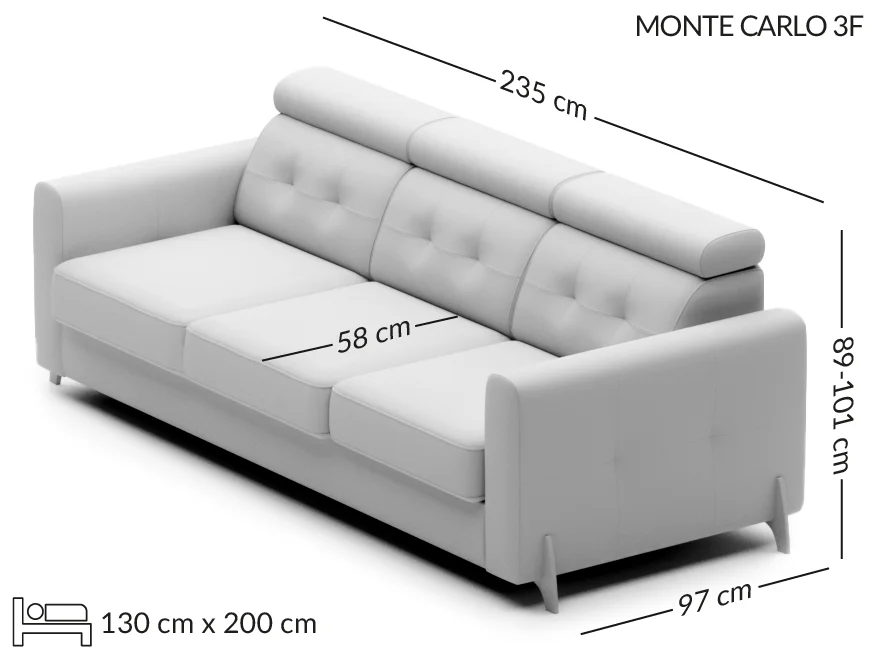 Monte Carlo rozkładana sofa wymiary